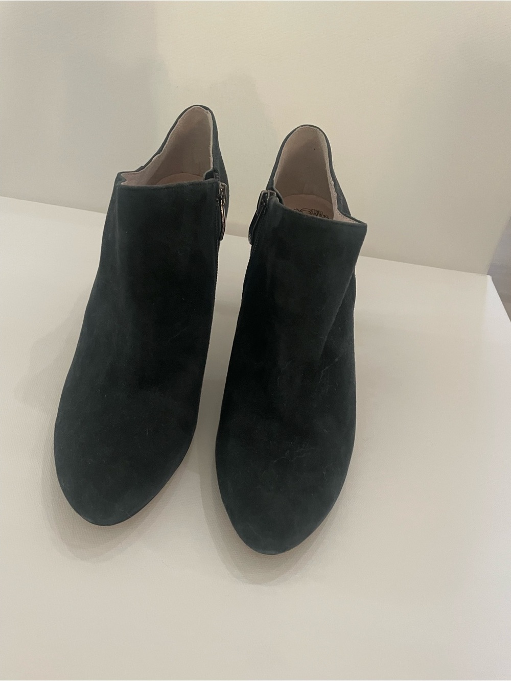 Vince Camuto Black Suede Ankle Booties with Side Zip